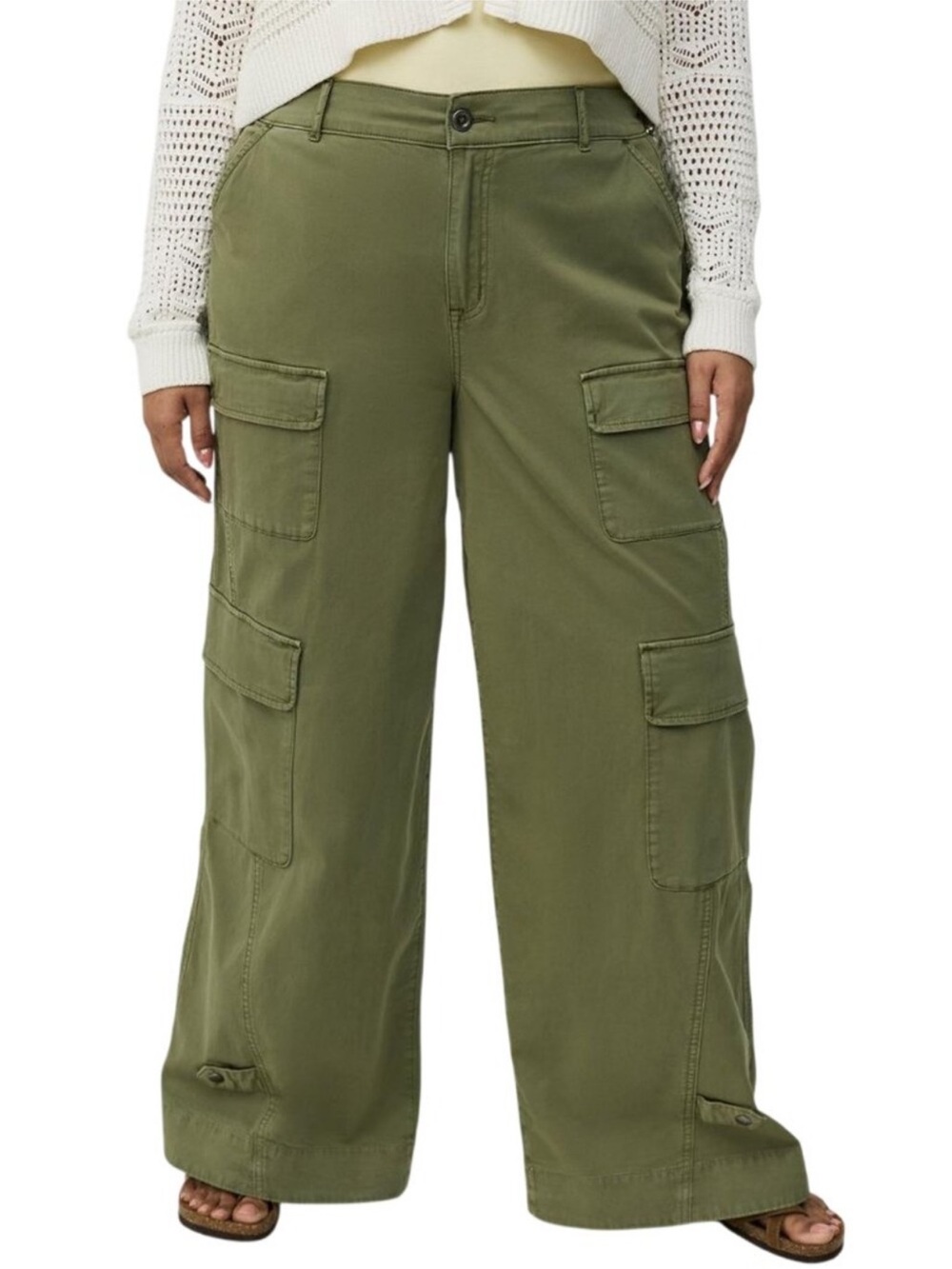 torrid 22R High Rise Olive Green Wide-Leg Cargo Pants